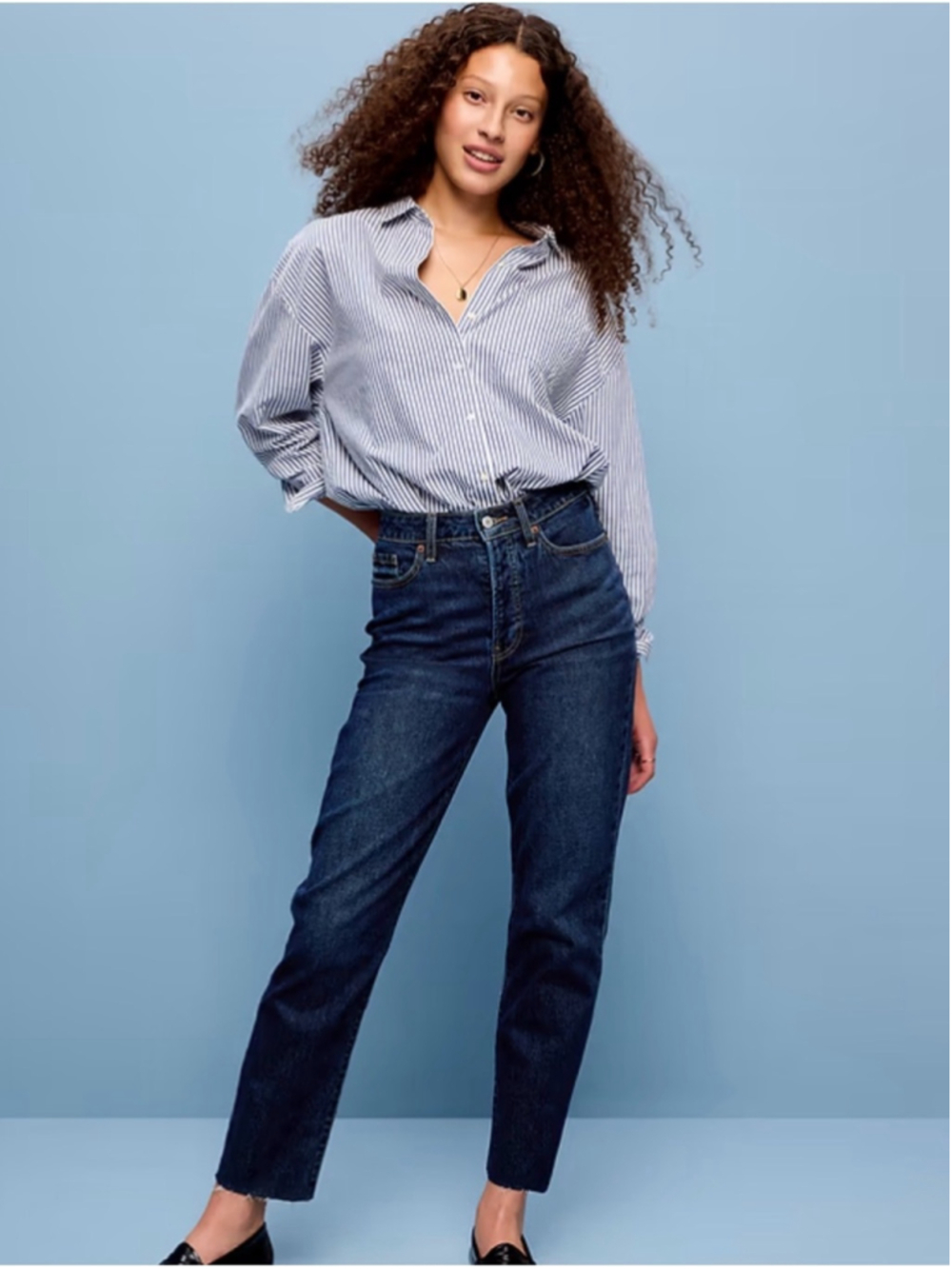 Old Navy High-Waisted Button-Fly OG Straight Ankle Jeans size 16 twila distress